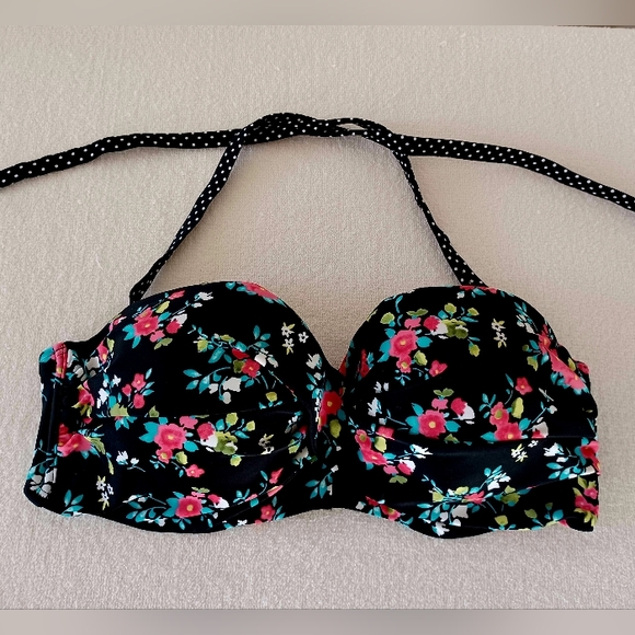 LASCANA for VENUS Midnight Bloom Bandeau Bikini Top, size D - Picture 1 of 10